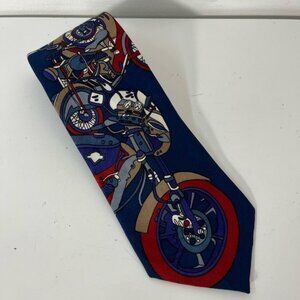 Forsyth Motorcycle Print Necktie Mens Blue Made in Canada Vintage 90s Mens Tie